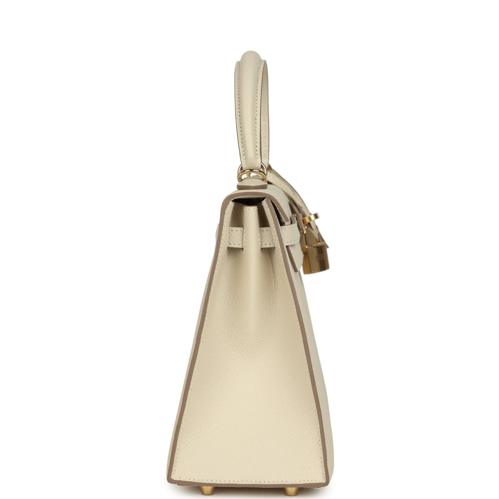 Hermes Kelly Sellier 25 Craie Epsom Permabrass Hardware