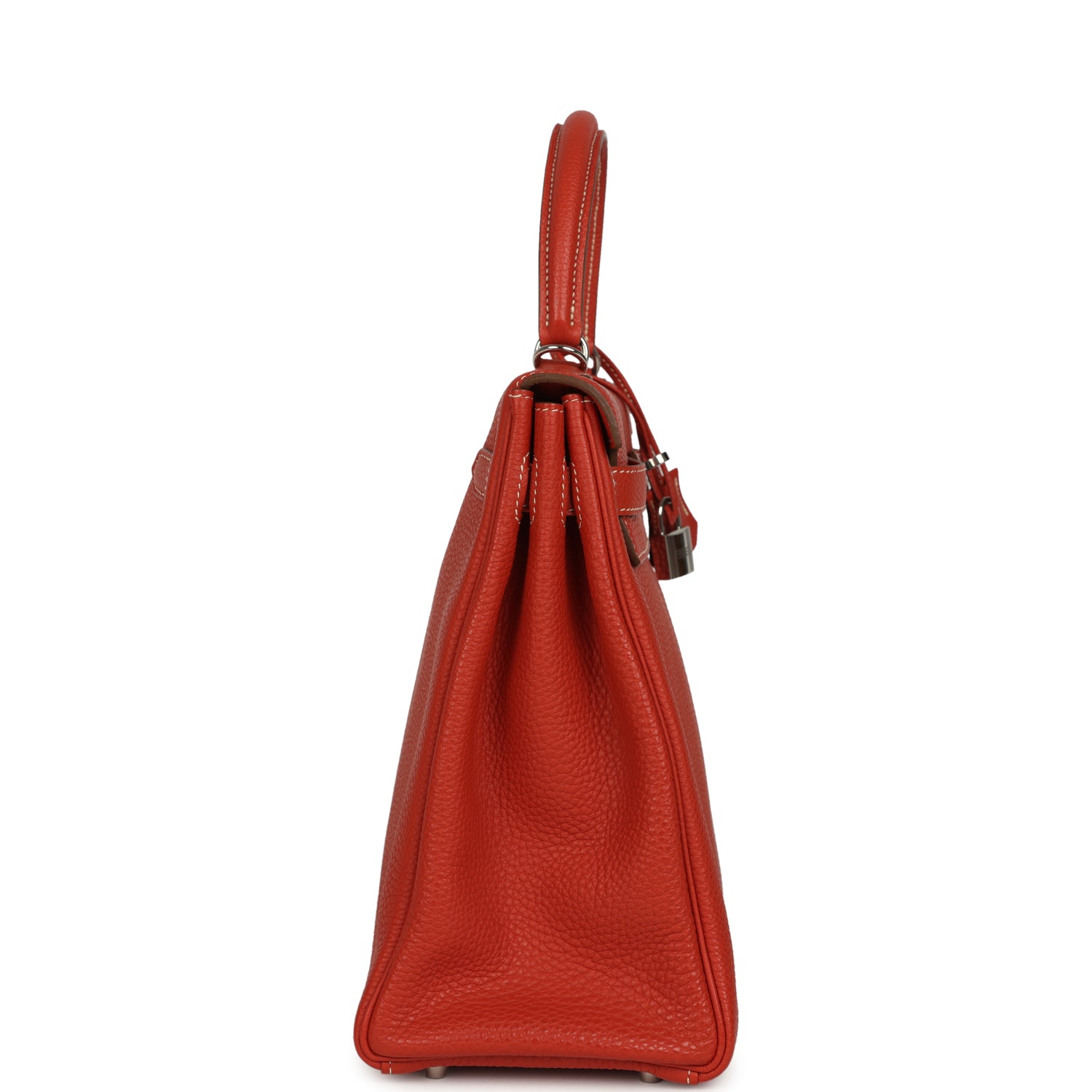 Pre-owned Hermes Retourne Kelly 35 Sanguine Clemence Palladium Hardware