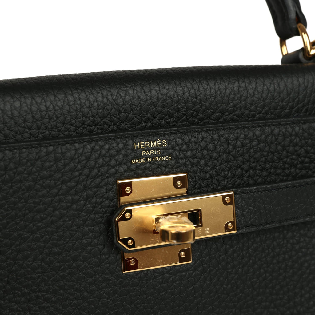 Hermes Kelly Retourne 28 Black Clemence Gold Hardware