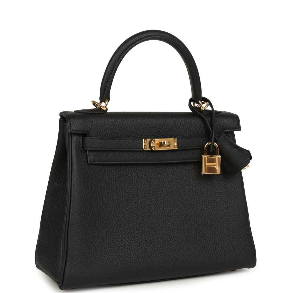 Hermes Kelly Retourne 25 Black Togo Gold Hardware