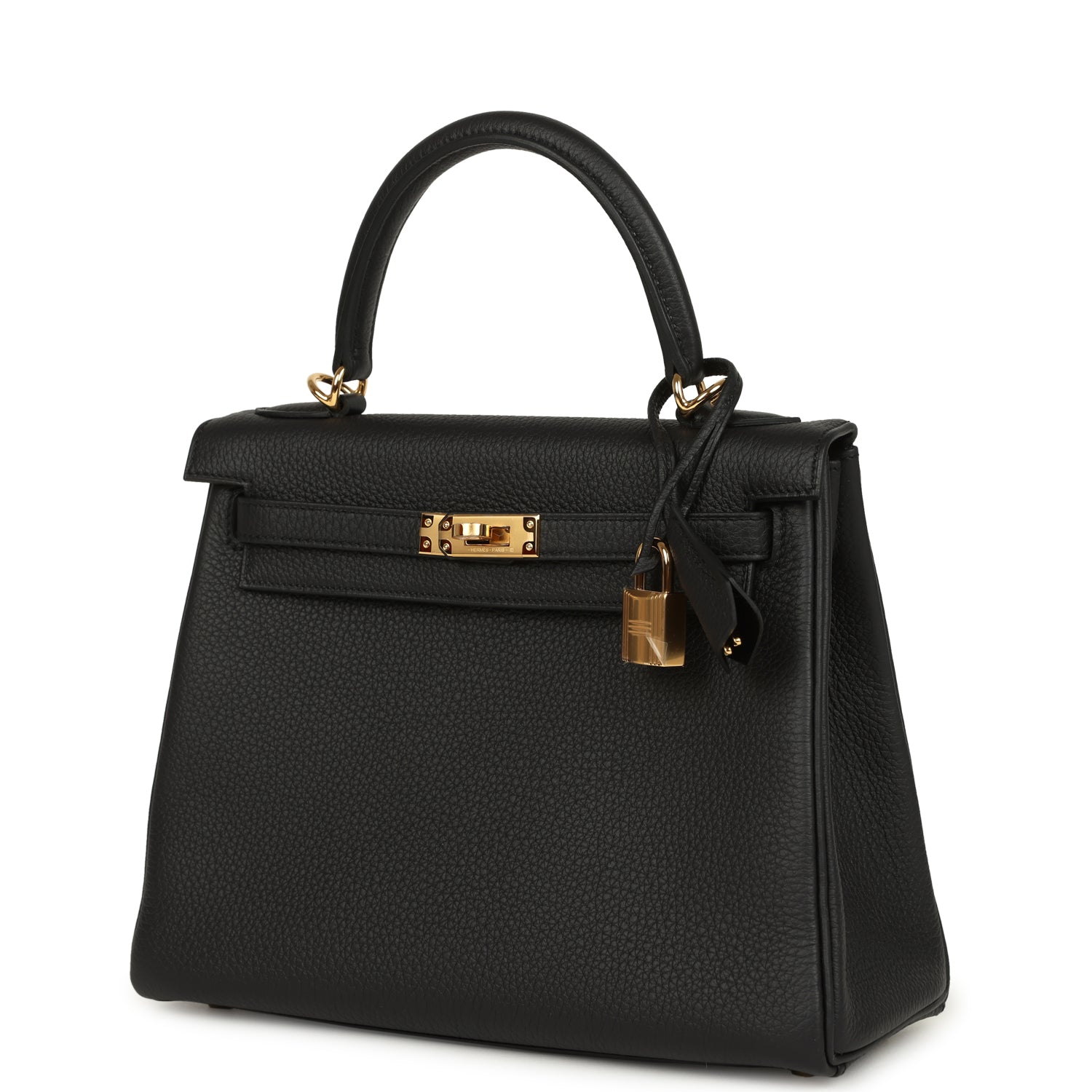 Hermes Kelly Retourne 25 Black Togo Gold Hardware