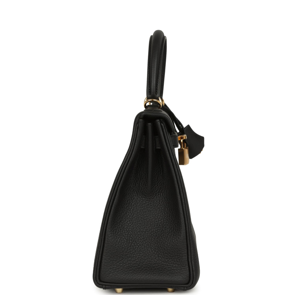 Hermes Kelly Retourne 25 Black Togo Gold Hardware