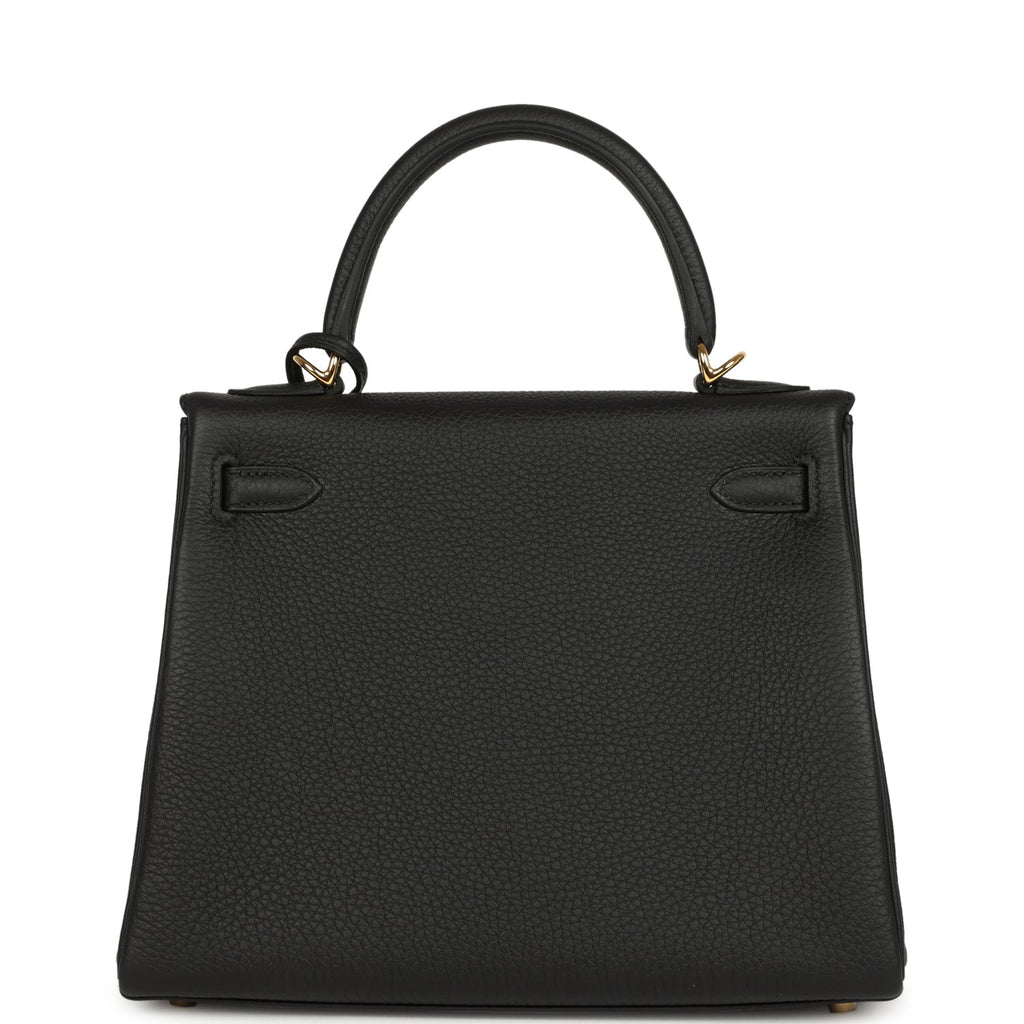 Hermes Kelly Retourne 25 Black Togo Gold Hardware