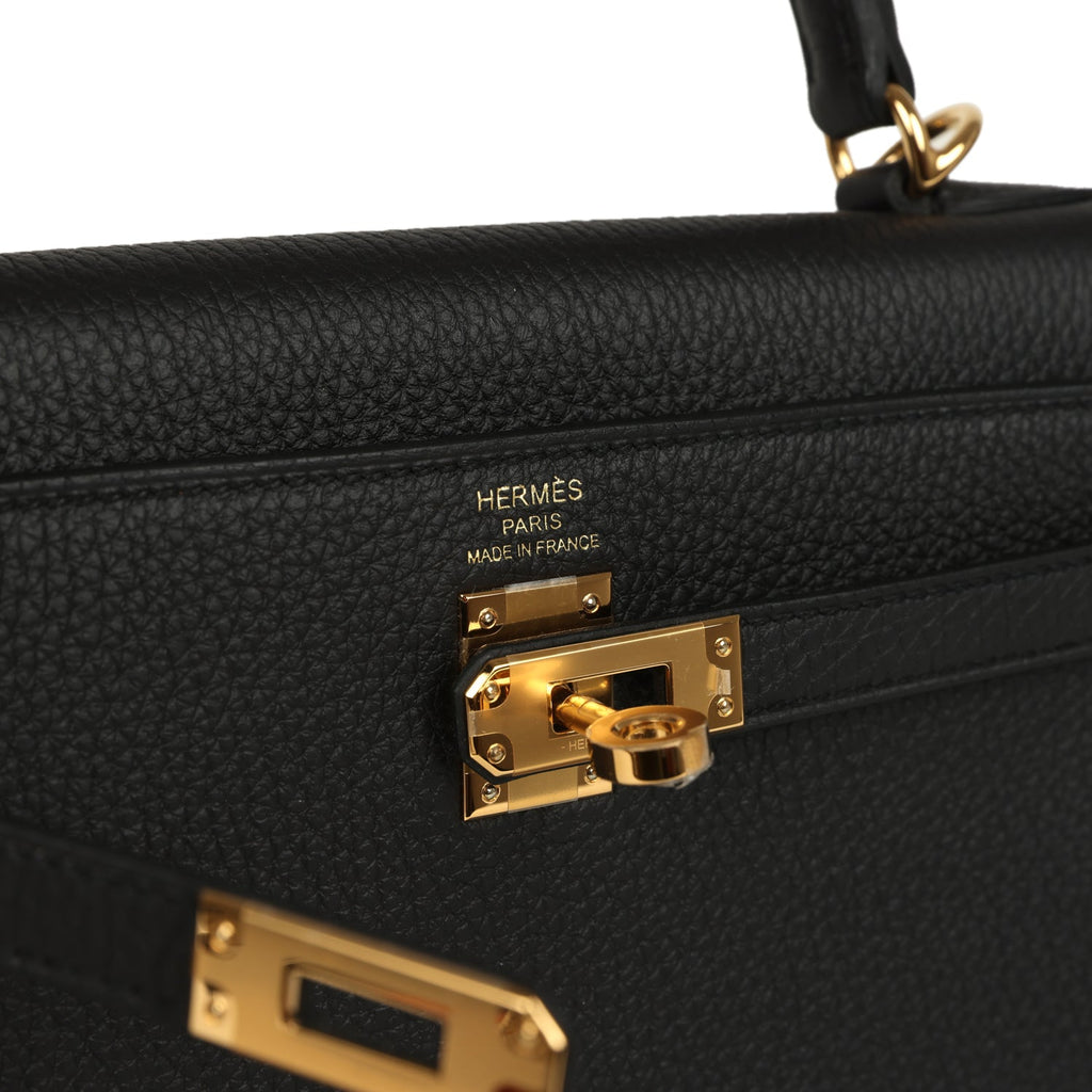 Hermes Kelly Retourne 25 Black Togo Gold Hardware