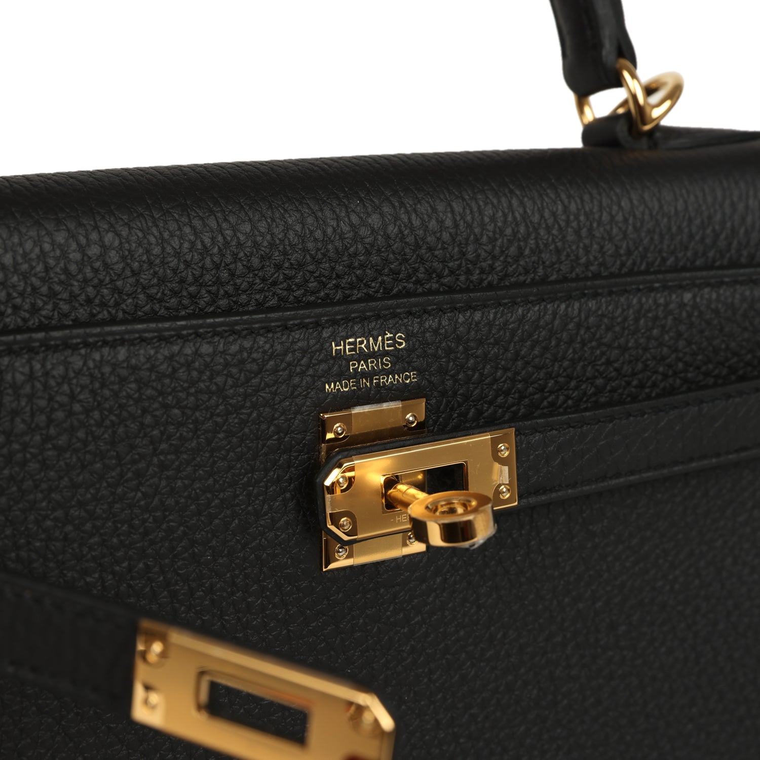 Hermes Kelly Retourne 25 Black Togo Gold Hardware
