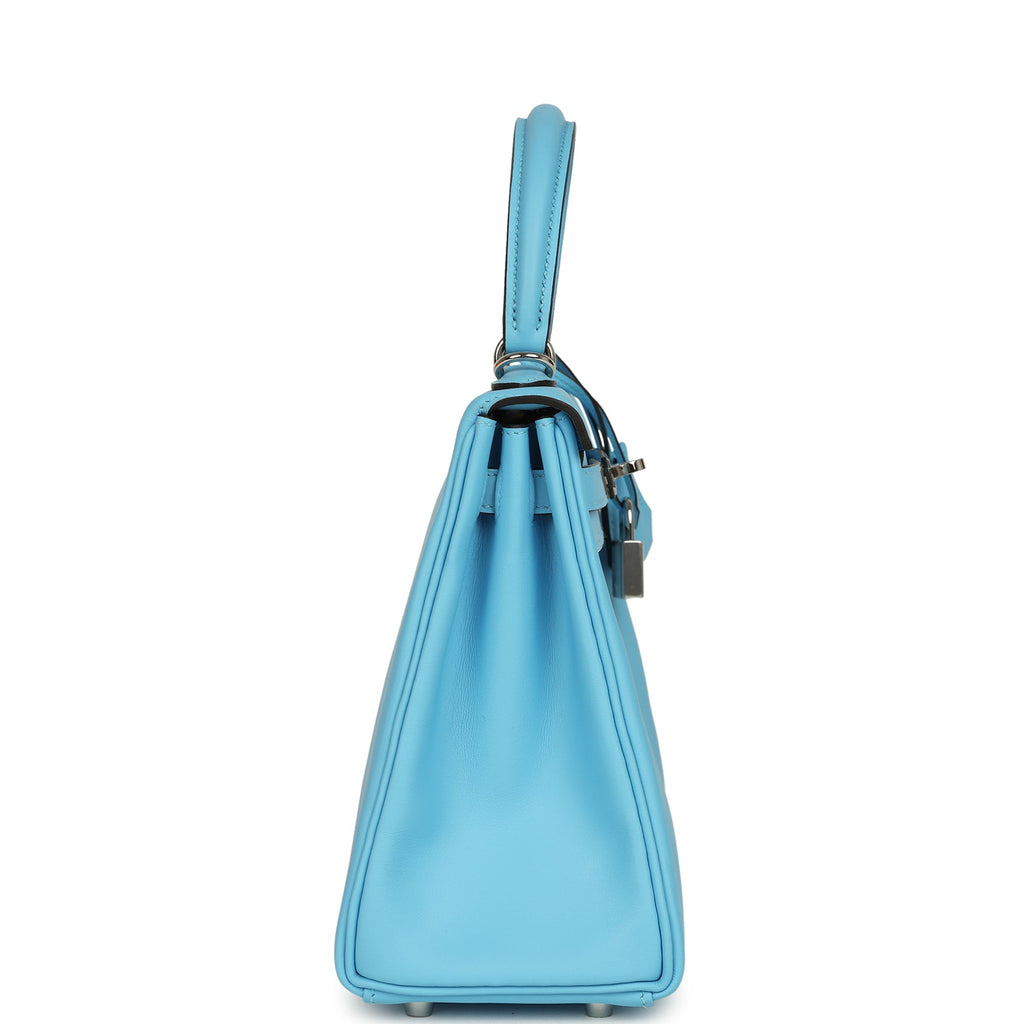 Hermes Kelly Retourne 25 Celeste Swift Palladium Hardware