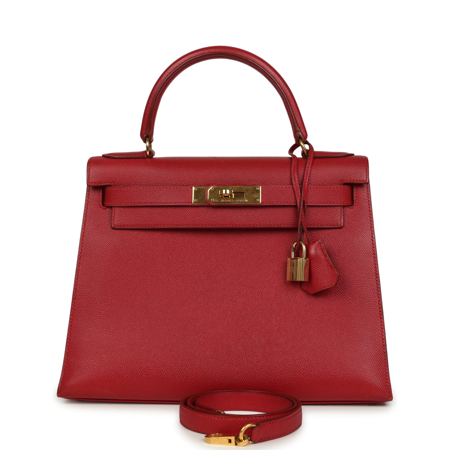 New Hermes Kelly 28 Sellier Rouge Vif Courchevel Gold Hardware