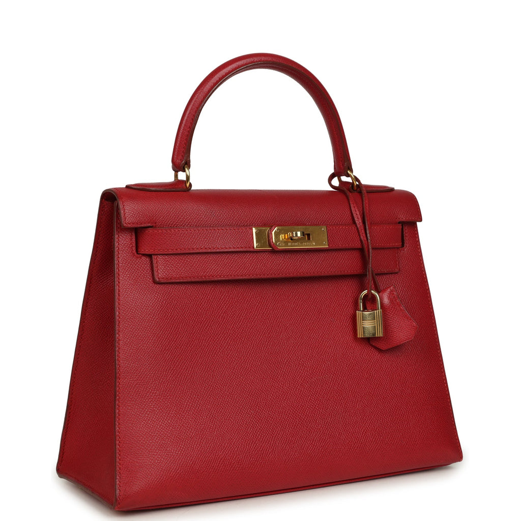 New Hermes Kelly 28 Sellier Rouge Vif Courchevel Gold Hardware
