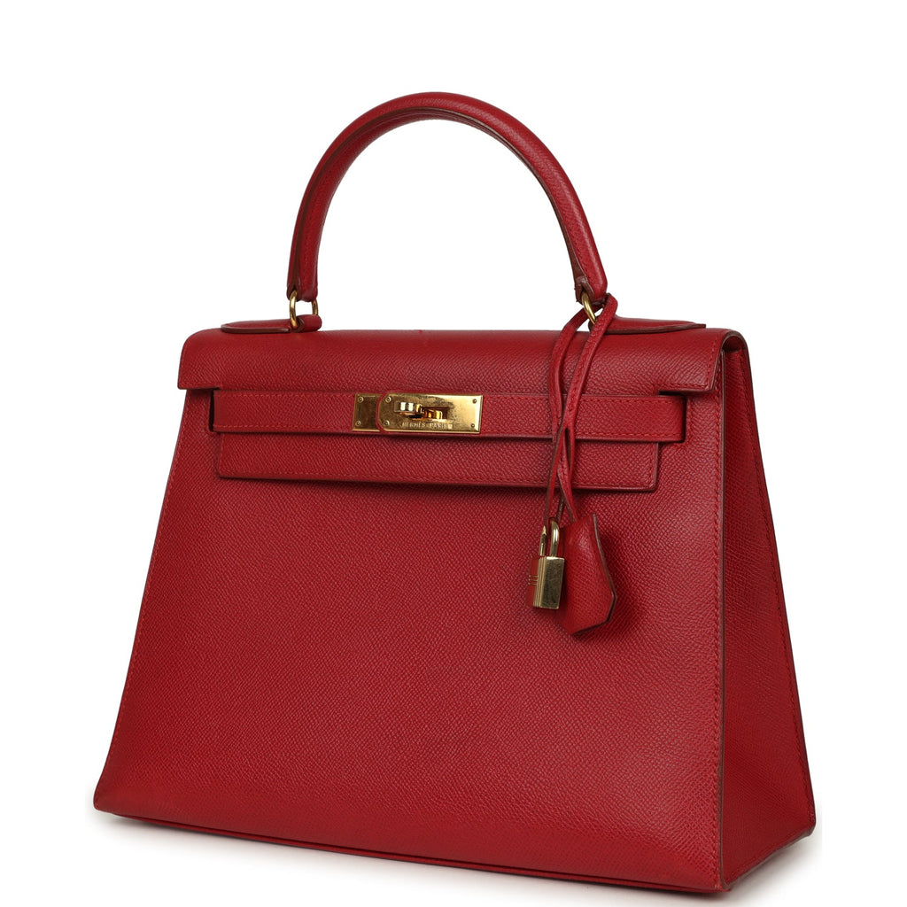 New Hermes Kelly 28 Sellier Rouge Vif Courchevel Gold Hardware