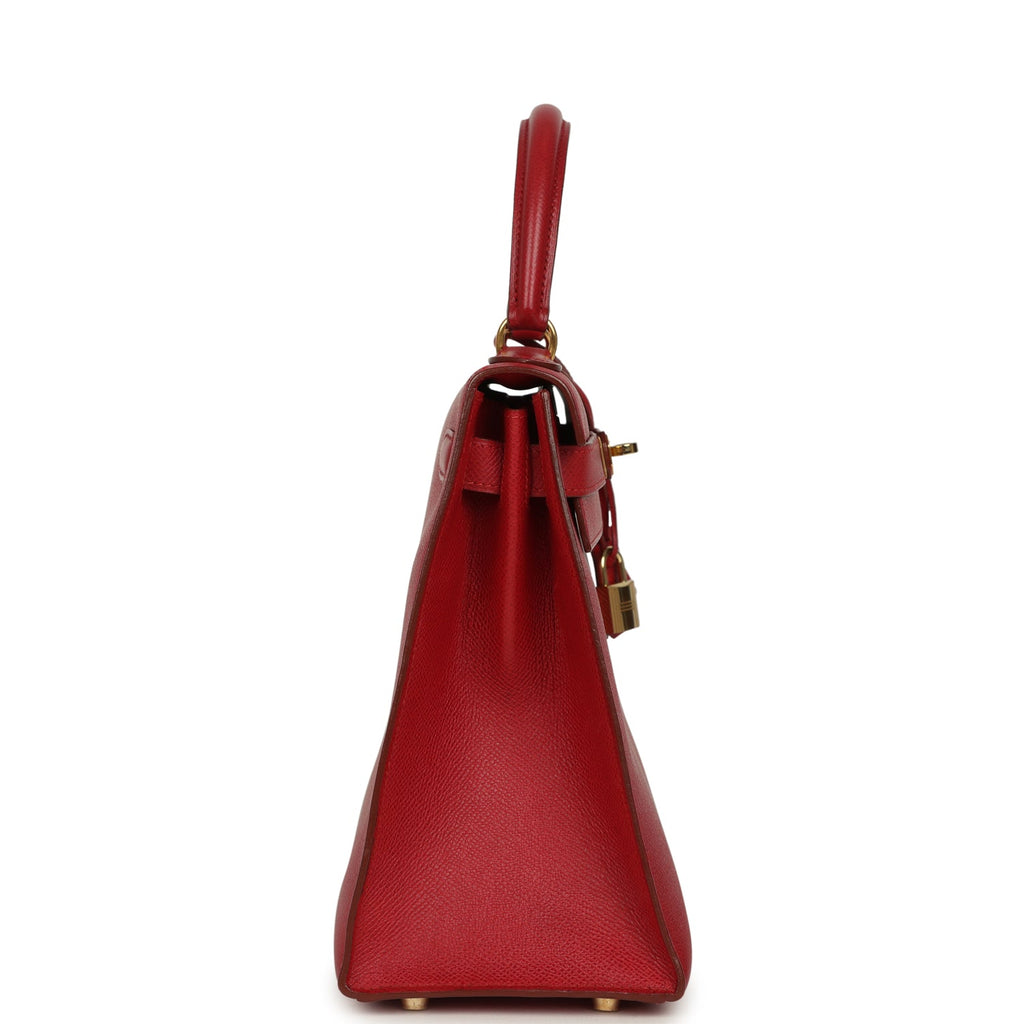 New Hermes Kelly 28 Sellier Rouge Vif Courchevel Gold Hardware