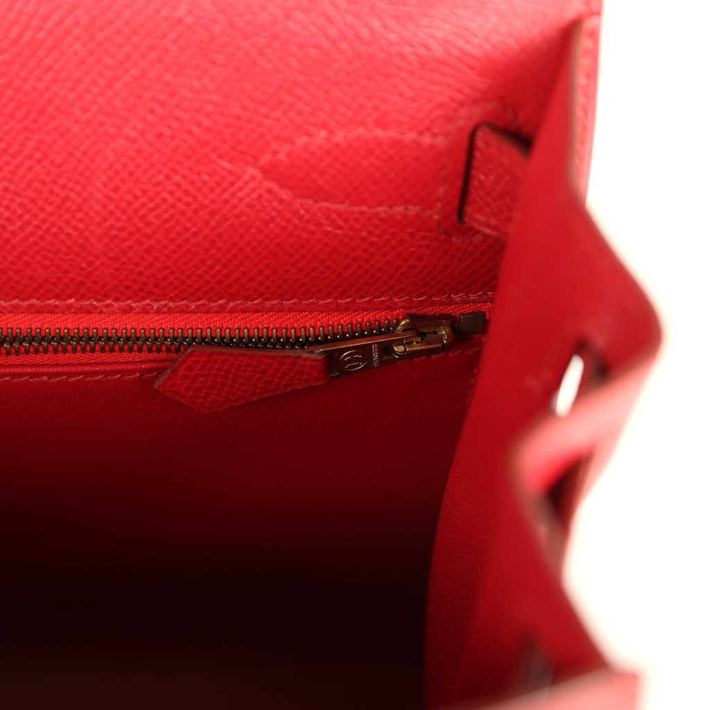 New Hermes Kelly 28 Sellier Rouge Vif Courchevel Gold Hardware