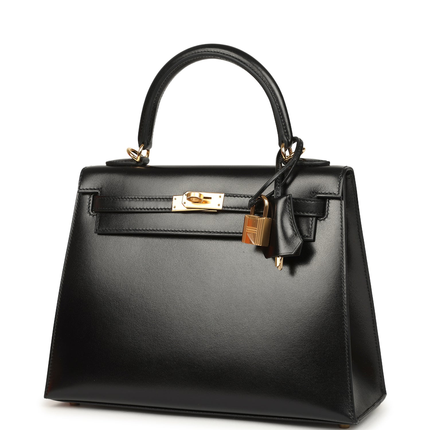Hermes Kelly Sellier 25 Black Box Gold Hardware