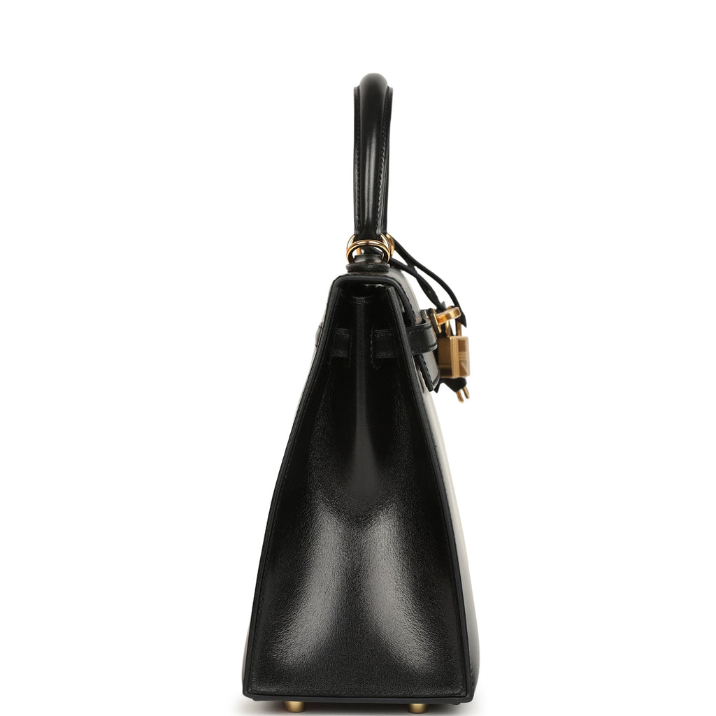 Hermes Kelly Sellier 25 Black Box Gold Hardware