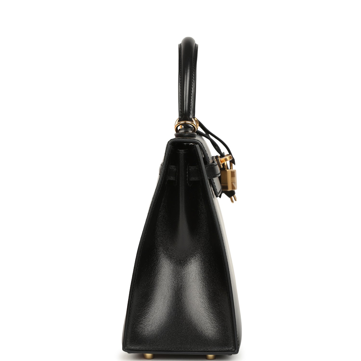 Hermes Kelly Sellier 25 Black Box Gold Hardware