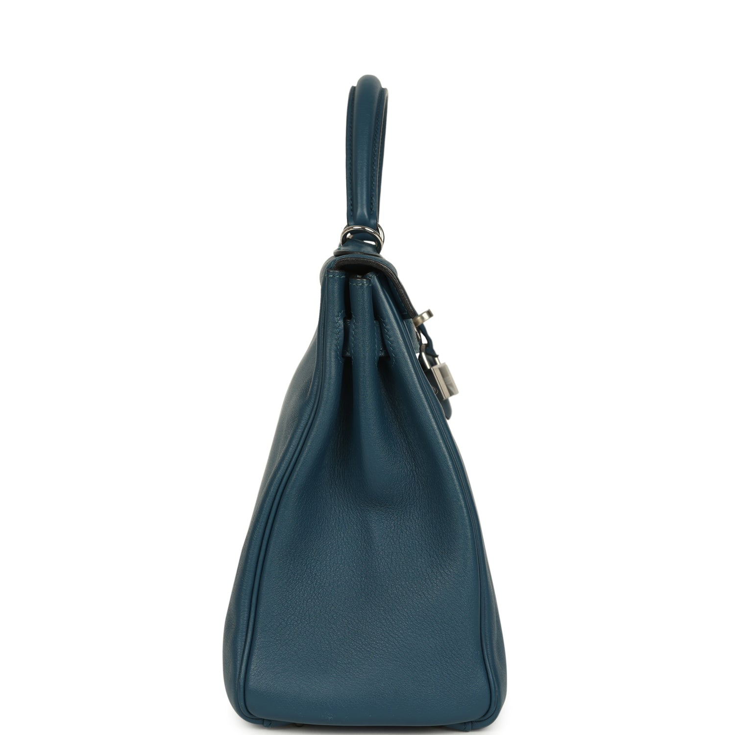 Pre-owned Hermes Kelly Retourne 32 Bleu De Malte Swift Palladium Hardware