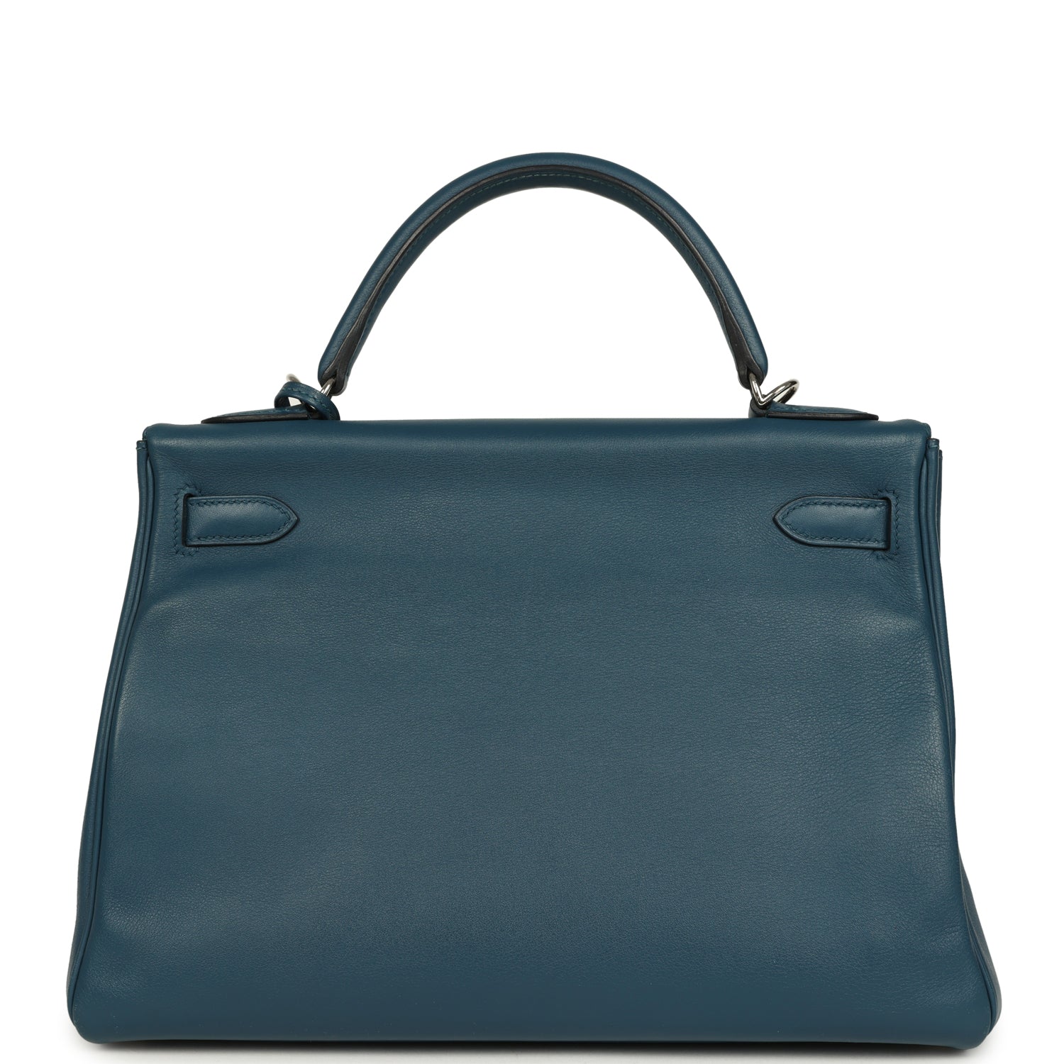 Pre-owned Hermes Kelly Retourne 32 Bleu De Malte Swift Palladium Hardware