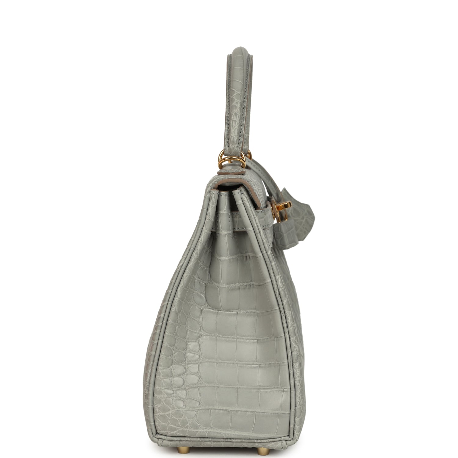 Hermes Kelly Retourne 25 Gris Perle Matte Alligator Gold Hardware
