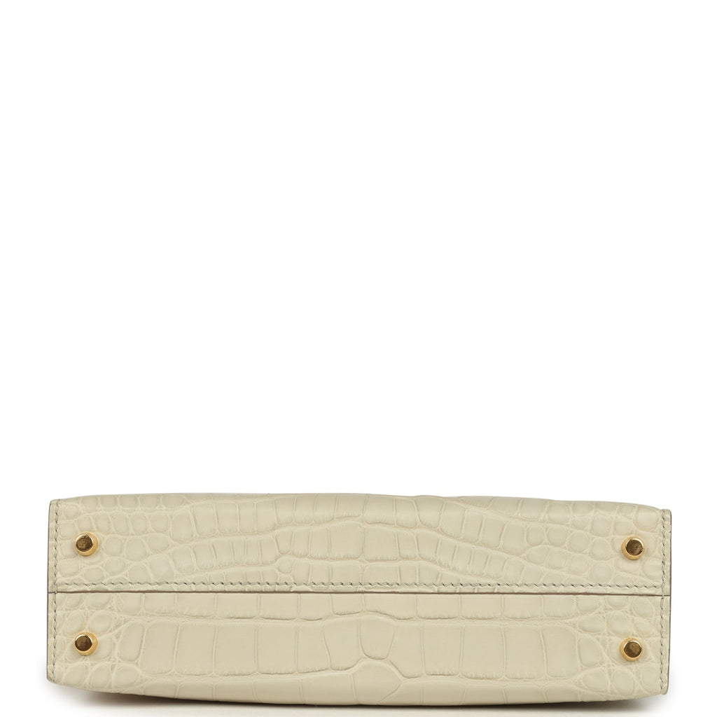 Hermes Kelly Sellier 20 Beton Matte Alligator Gold Hardware