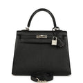 Pre-owned Hermes Special Order (HSS) Kelly Sellier 25 Black Verso Chevre Mysore Brushed Palladium Hardware Payment 2 of 2