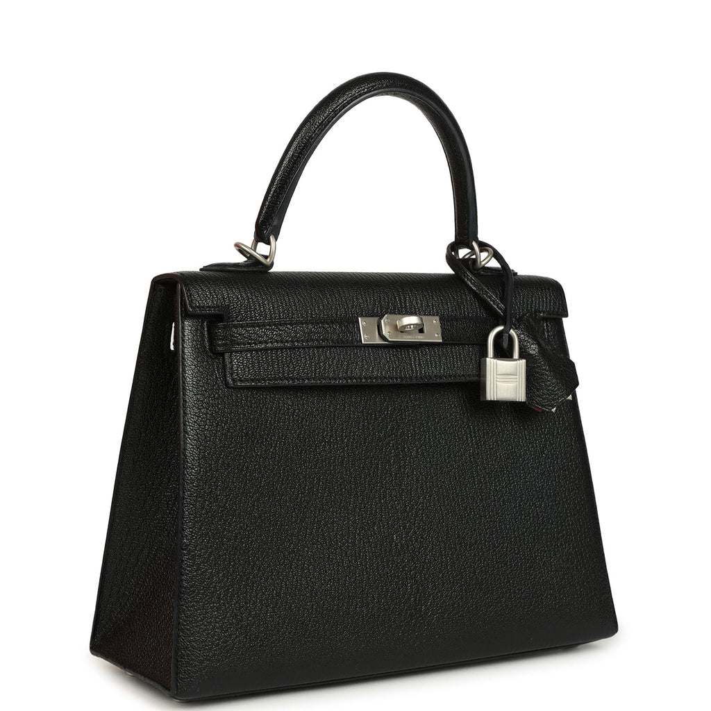 Pre-owned Hermes Special Order (HSS) Kelly Sellier 25 Black Verso Chevre Mysore Brushed Palladium Hardware Payment 2 of 2