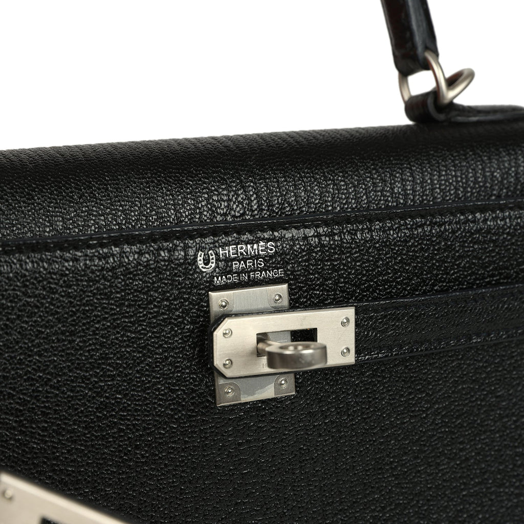 Pre-owned Hermes Special Order (HSS) Kelly Sellier 25 Black Verso Chevre Mysore Brushed Palladium Hardware Payment 2 of 2