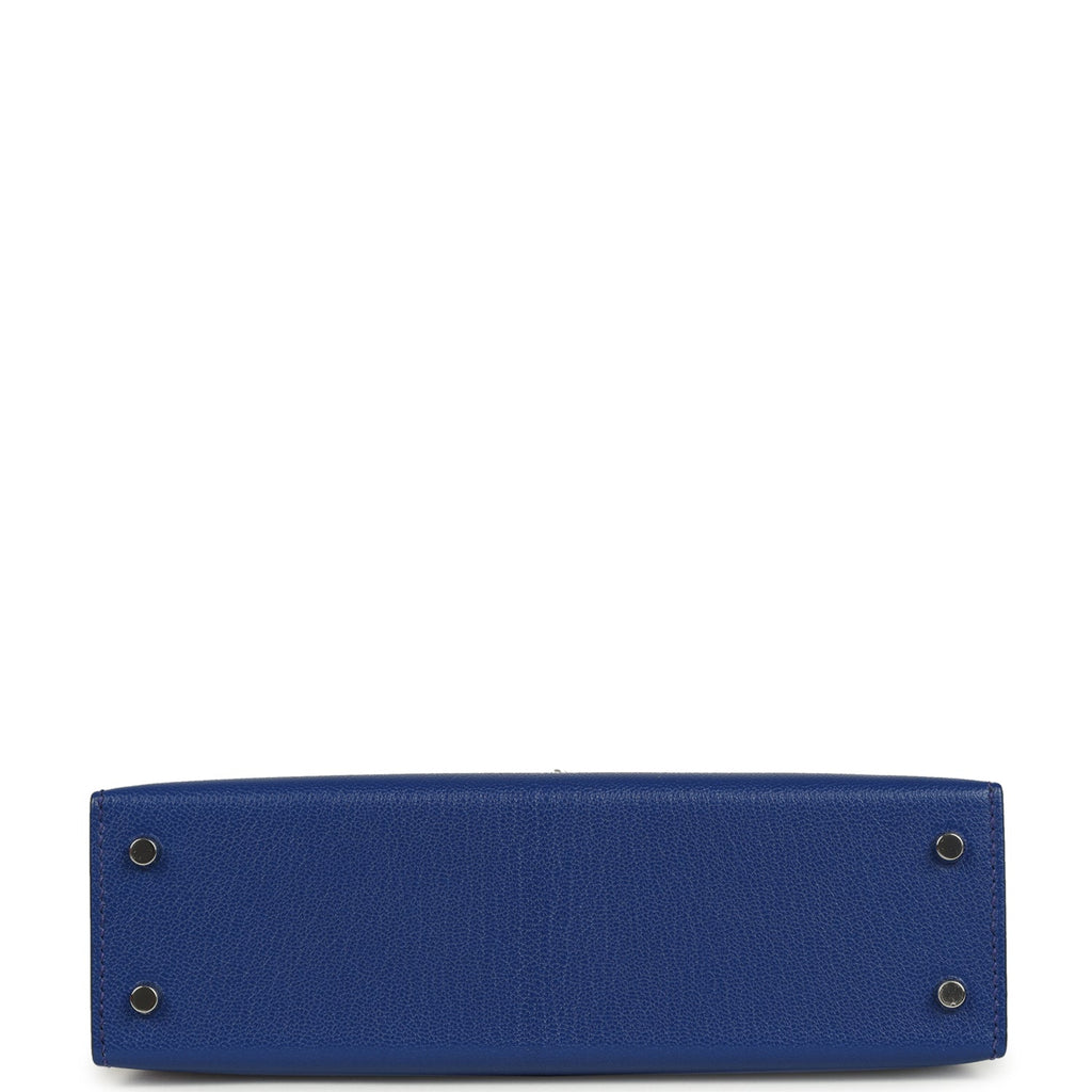Hermes Kelly Sellier 20 Bleu Royal Chevre Chamkila and Ombre Varanus Salvator Lizard Touch Palladium Hardware