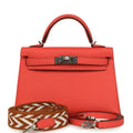 New Hermes Kelly Sellier 20 Rose Texas Epsom Palladium Hardware