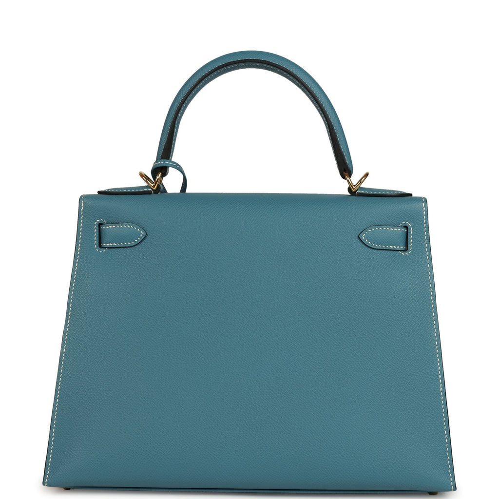 Hermes Kelly Sellier 28 Blue Jean Epsom Gold Hardware