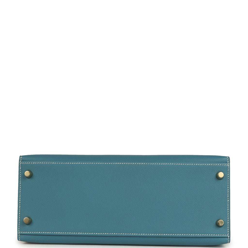 Hermes Kelly Sellier 28 Blue Jean Epsom Gold Hardware