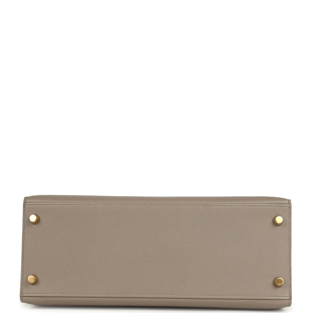 Pre-owned Hermes Kelly Sellier 28 Gris Asphalt Epsom Gold Hardware