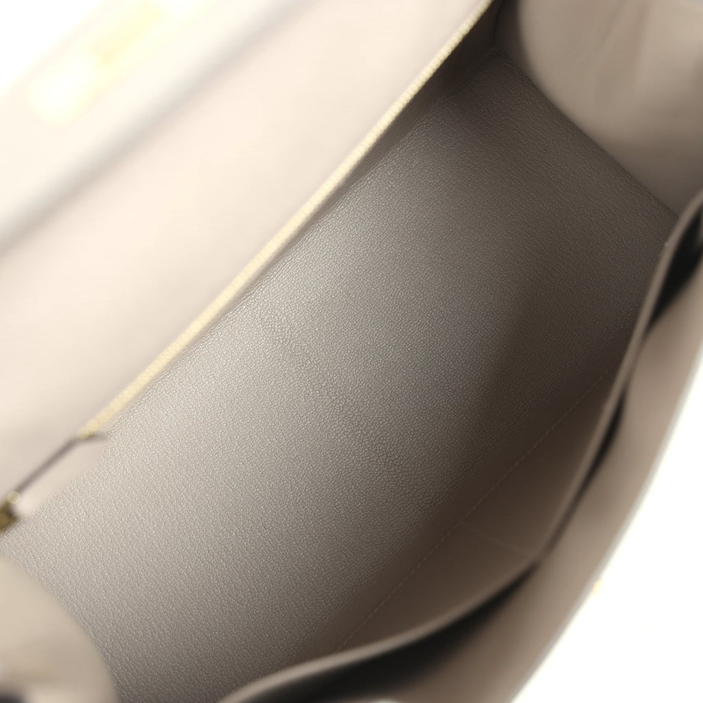 Pre-owned Hermes Kelly Sellier 28 Gris Asphalt Epsom Gold Hardware