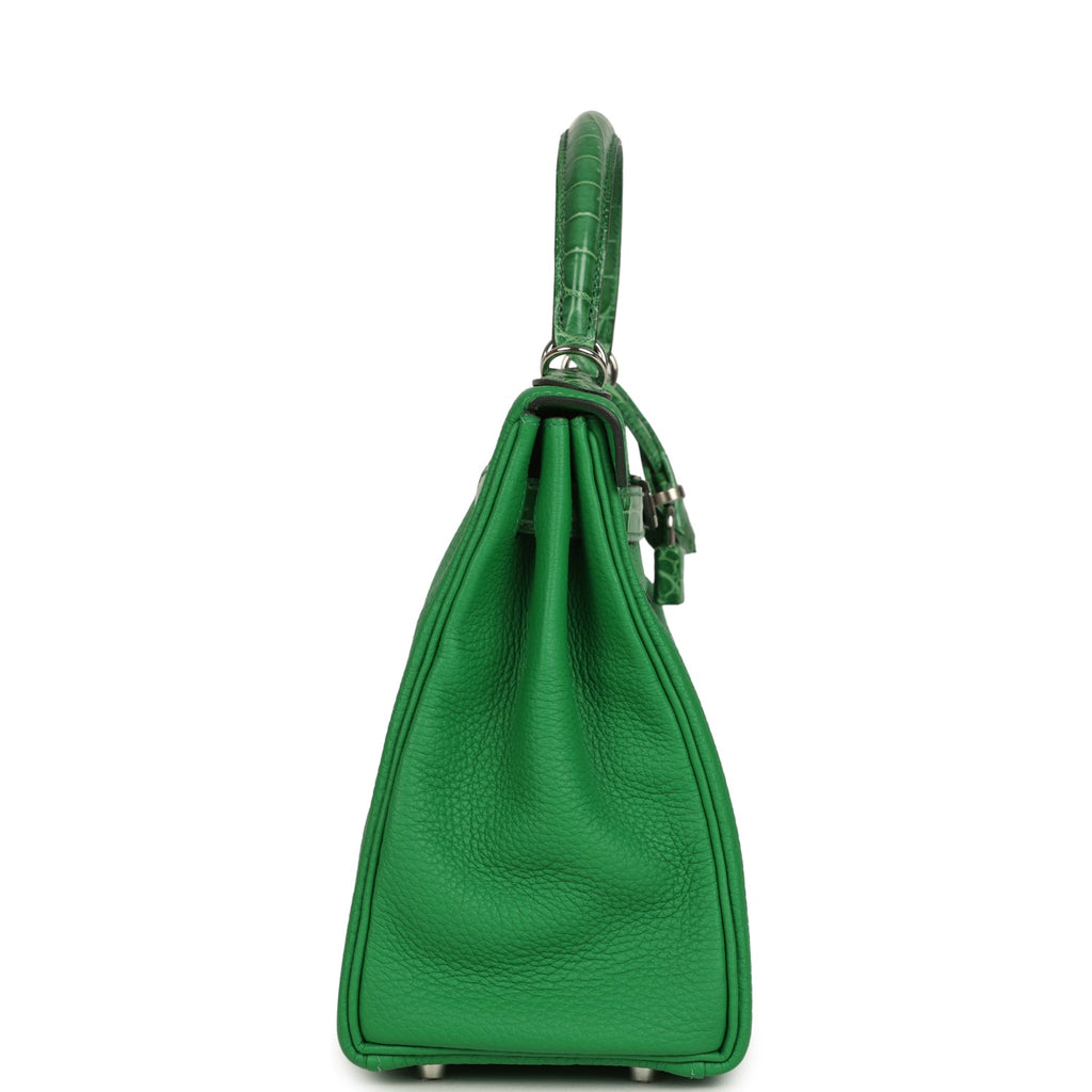 Hermes Kelly Retourne 28 Bambou Togo and Shiny Niloticus Crocodile Touch Palladium Hardware