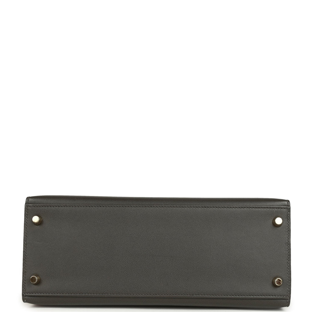 Pre-owned Hermes Kelly Sellier 28 Graphite Madame Gold Hardware