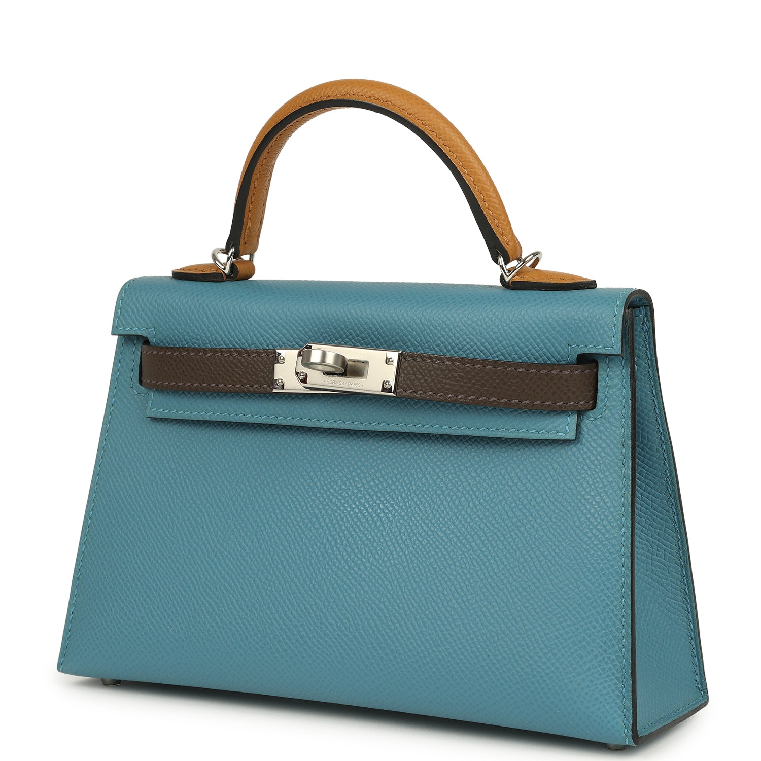 Hermes Kelly Sellier 20 Tri-color Blue Jean, Sesame and Ecorce Epsom Palladium Hardware