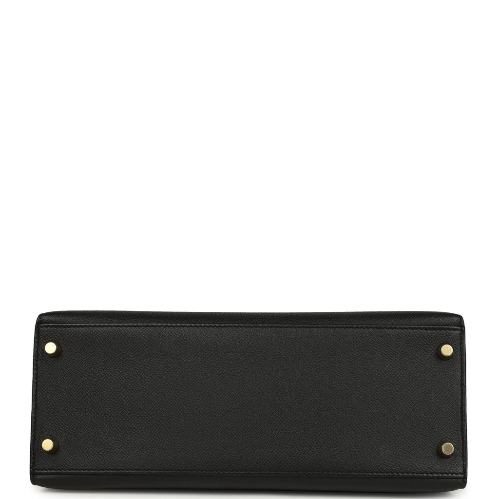 Pre-owned Hermes Kelly Sellier 28 Black Epsom Gold Hardware
