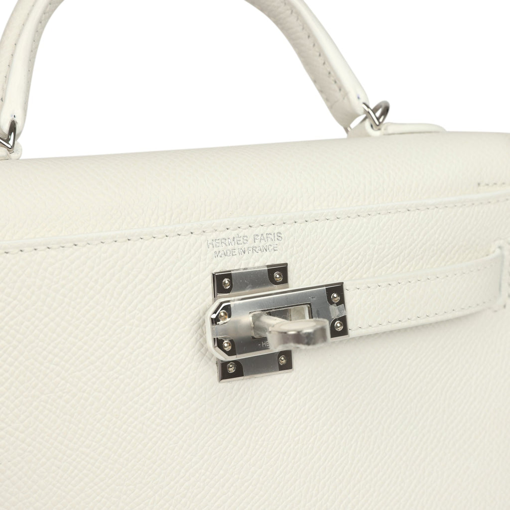 Hermes Kelly Sellier 20 New White Epsom Palladium Hardware