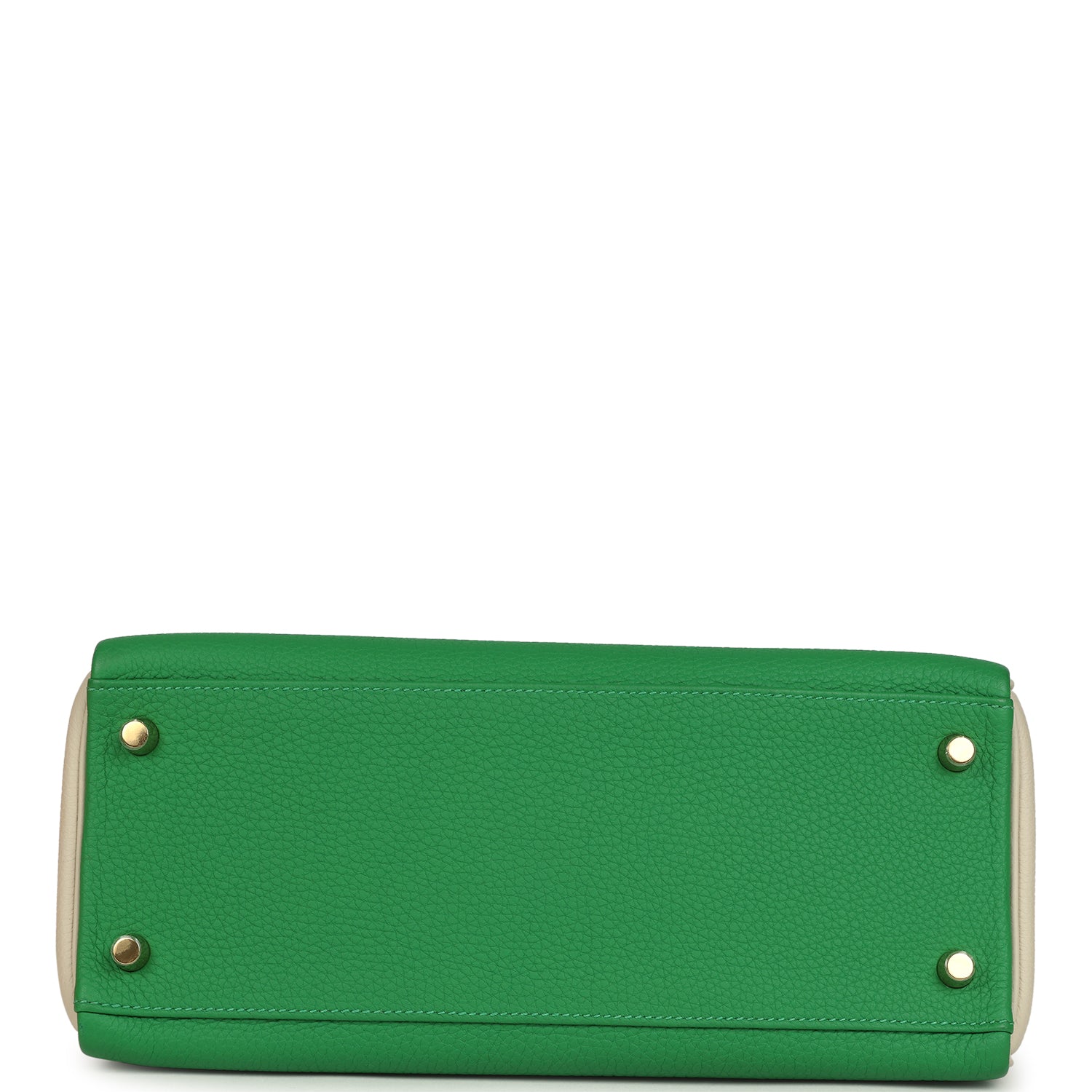 Pre-owned Hermes Special Order (HSS) Kelly Retourne 28 Bambou and Craie Togo Brushed Gold Hardware