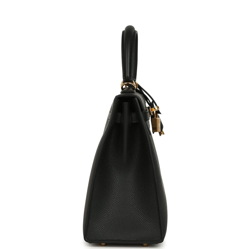 Hermes Kelly Sellier 25 Black Epsom Gold Hardware