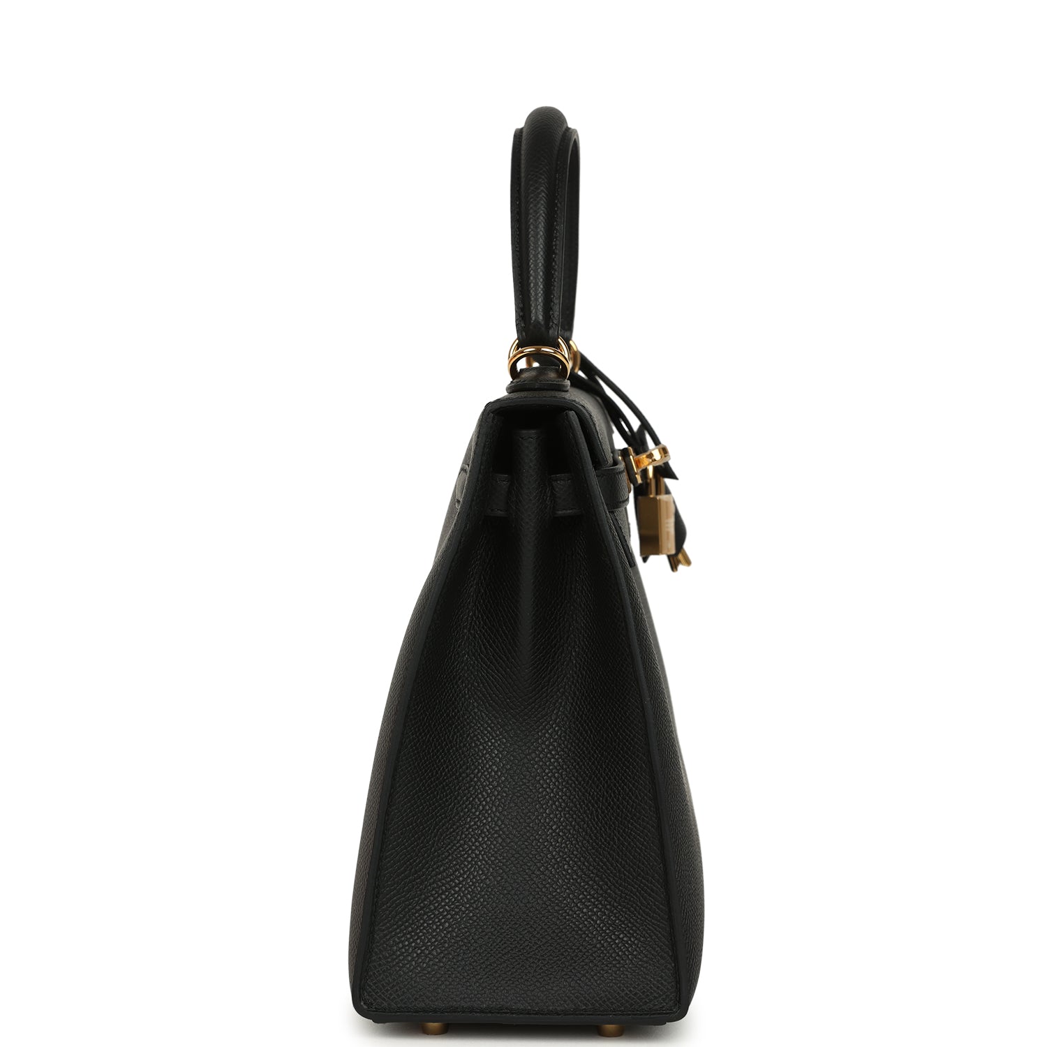 Hermes Kelly Sellier 25 Black Epsom Gold Hardware