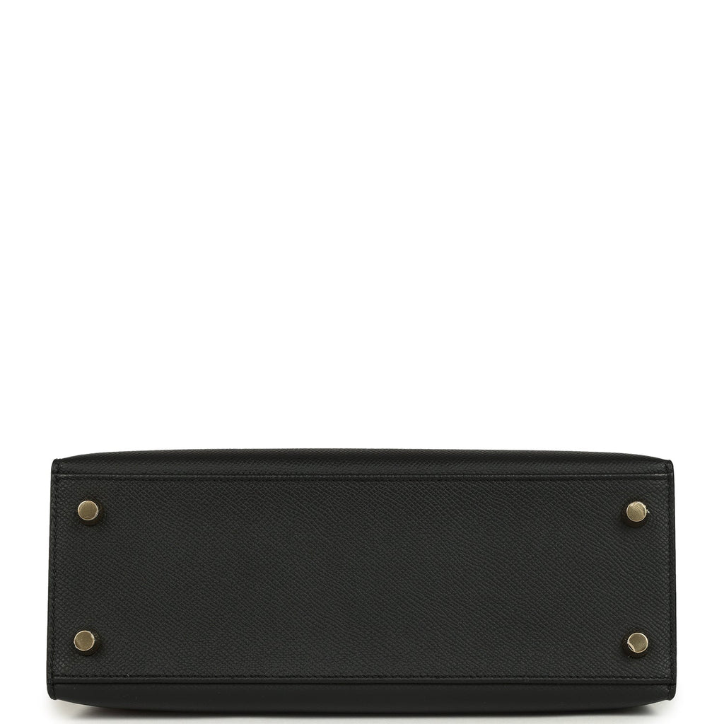 Hermes Kelly Sellier 25 Black Epsom Gold Hardware