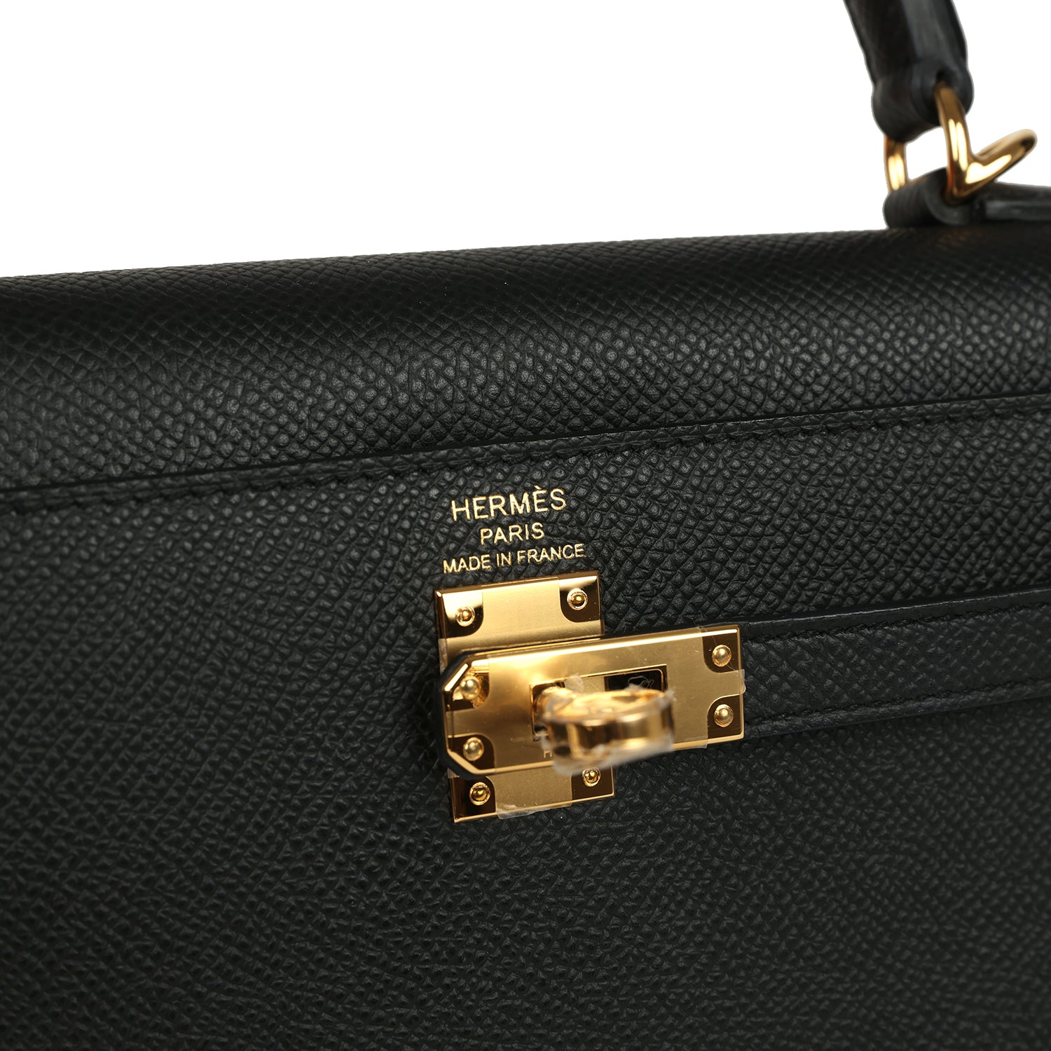 Hermes Kelly Sellier 25 Black Epsom Gold Hardware