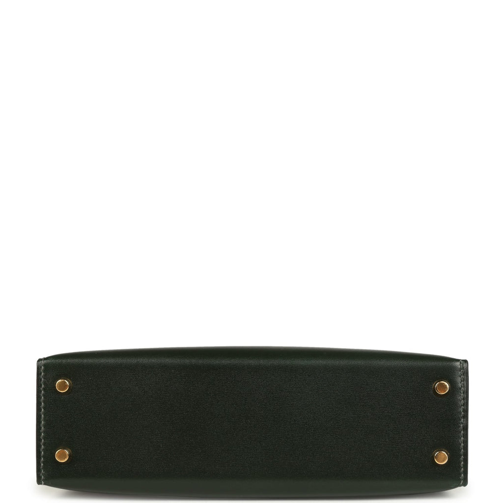 Hermes Kelly Sellier 20 Vert Fonce Box Gold Hardware