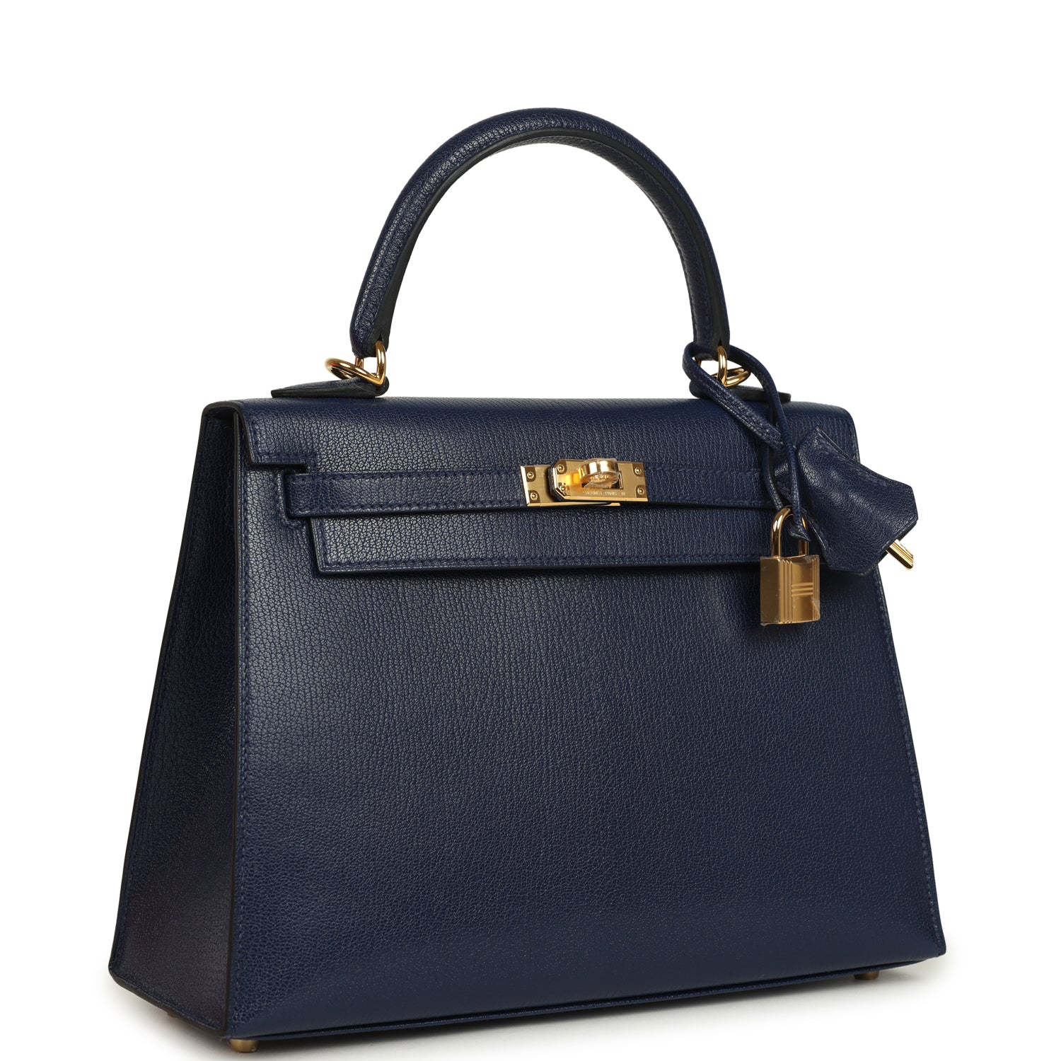 Hermes Kelly Sellier 25 Bleu Saphir Chevre Chamkila Gold Hardware