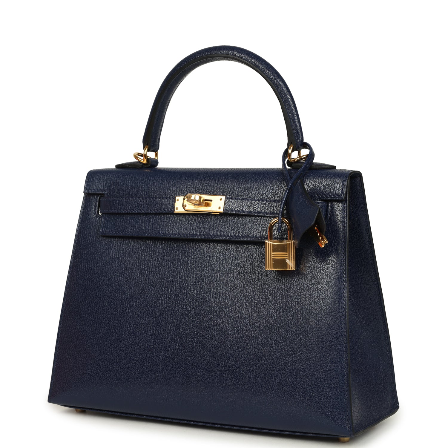 Hermes Kelly Sellier 25 Bleu Saphir Chevre Chamkila Gold Hardware