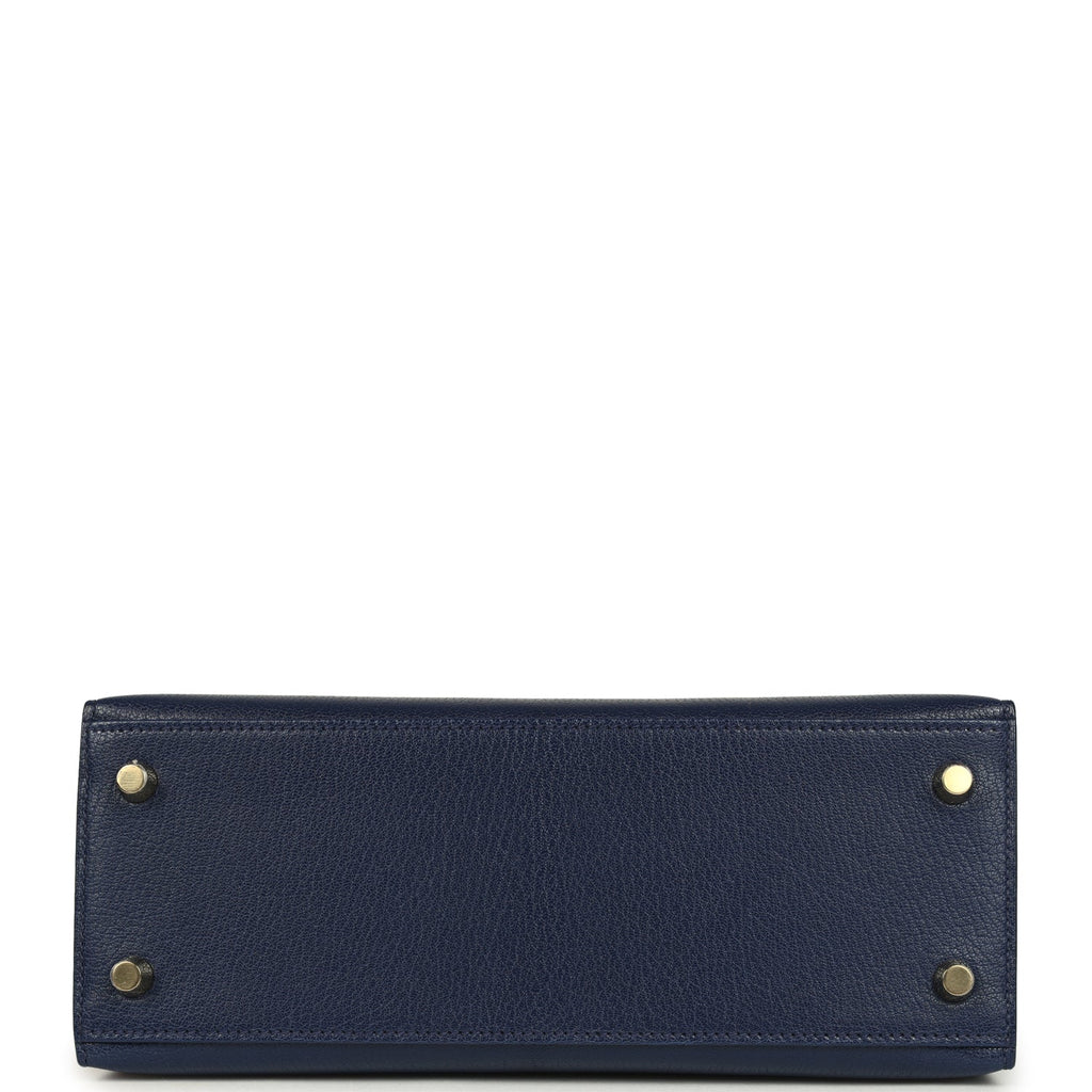 Hermes Kelly Sellier 25 Bleu Saphir Chevre Chamkila Gold Hardware