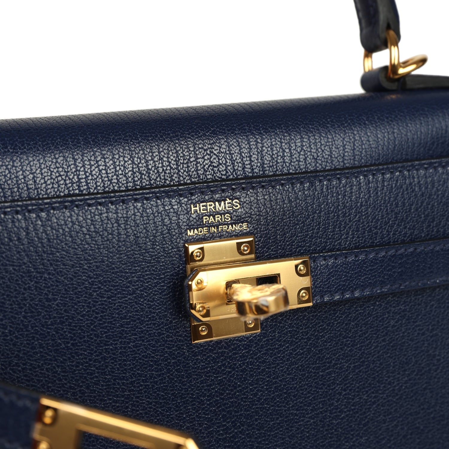 Hermes Kelly Sellier 25 Bleu Saphir Chevre Chamkila Gold Hardware