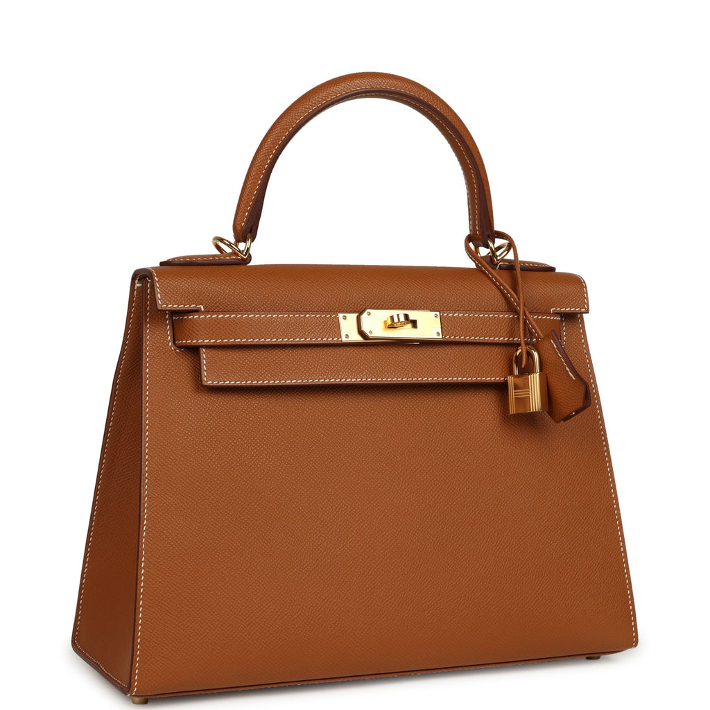 Pre-owned Hermes Kelly Sellier 28 Gold Epsom Gold Hardware