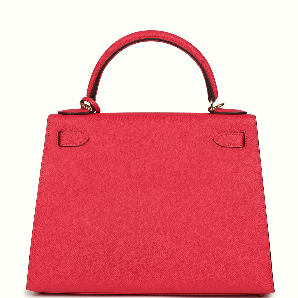 Pre-owned Hermes Kelly Sellier 28 Rose Extreme Epsom Gold Hardware