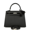 Hermes Kelly Sellier 25 Black Madame and Shiny Niloticus Crocodile Touch Palladium Hardware