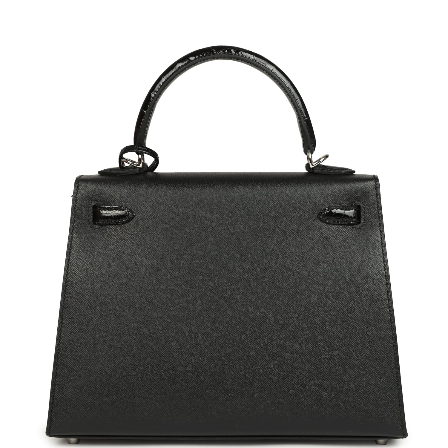 Hermes Kelly Sellier 25 Black Madame and Shiny Niloticus Crocodile Touch Palladium Hardware